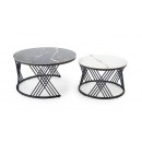 Комплект HALMAR FLAMINGO (2 стола журнальных) черный мрамор/белый мрамор/черный